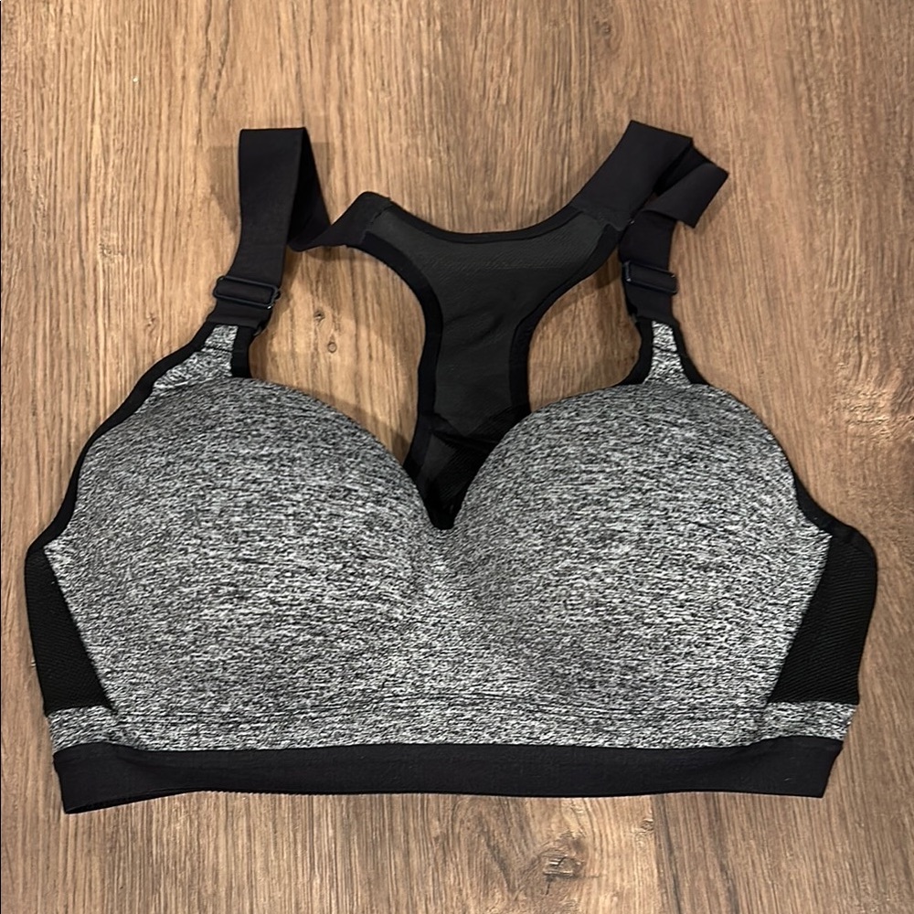 Victoria's Secret Gray and Black Racerback Sports Bra